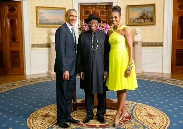 Photo: President Jonathan with the Obamas